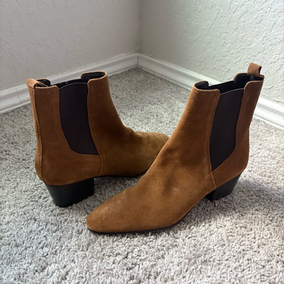 Zara Womens Ankle Boots Size 10 Chocolate Brown Suede Fall Capsule Minimalist - Picture 1 of 11